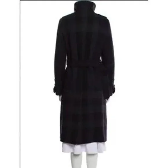 Burberry London Wool Plaid Coat 4 Navy Minimalist Quiet Luxury Feminine Chic - Picture 7 of 10
